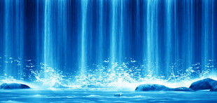 流水生财瀑布山水