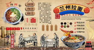 兰州拉面背景墙