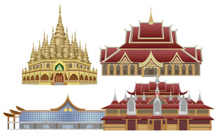 西双版纳地标大佛寺总佛寺金机场