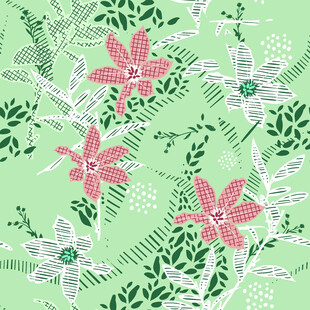 清新绿植花卉图案背景