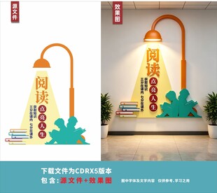 创意阅读区装饰墙效果图