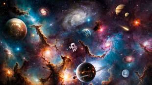 太空漩涡宇航员探险宇宙星球背景