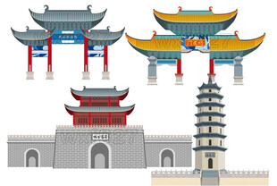 普洱地标茶马古城凌云塔景东文庙
