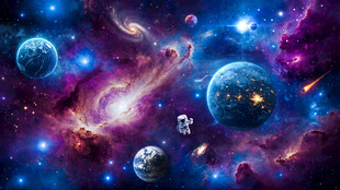 宇宙漩涡太空星球宇航员星空背景