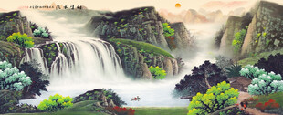 山水瀑布景观图