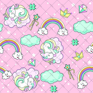 梦幻独角兽粉色卡通图案