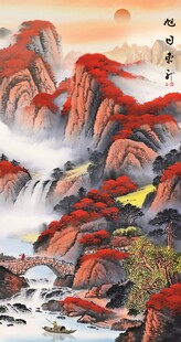 竖幅山水画鸿运当头