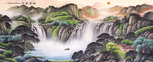 壮丽山水间的瀑布景观