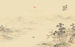古风山水画背景