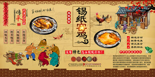 锡纸窑鸡背景墙