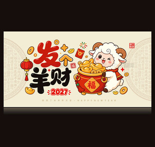 2027年羊年海报卡通羊