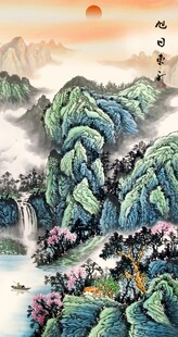 竖幅山水国画美景图