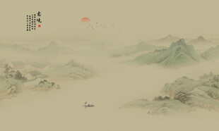 新中式国画山水电视背景墙