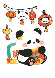 熊猫卡通插画素材