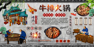 牛排火锅背景墙