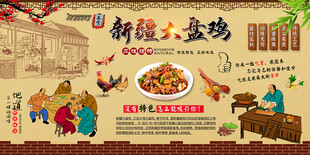 新疆大盘鸡背景墙