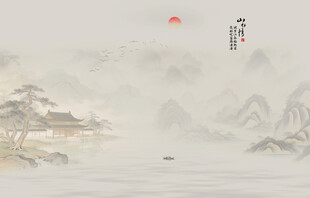 禅意水墨山水画