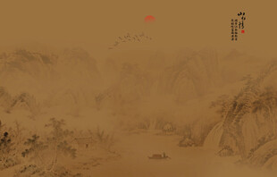 新中式水墨古画电视背景墙
