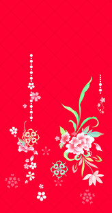 红色花卉装饰汉服