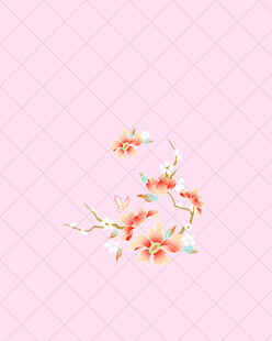 粉色背景中式汉服