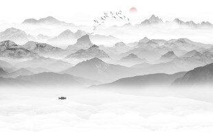 水墨意境中国风山水画背景图