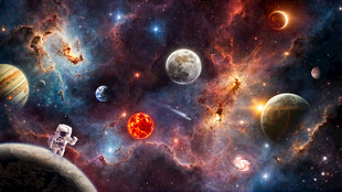太空星球宇航员宇宙漩涡银河背景