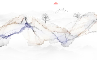 抽象意境山水画壁背景画