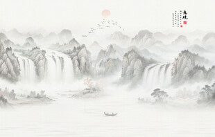 意境水墨山水画