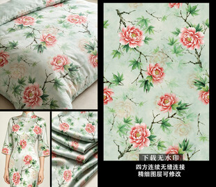 中式牡丹花卉图案