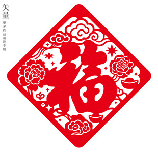 福字窗花静电贴图案