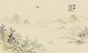 古风山水画背景