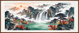 客厅沙发背景墙山水画