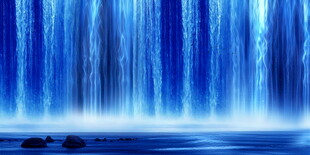 流水生财瀑布山水图