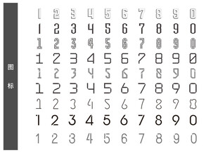 数字字体样式展示图标