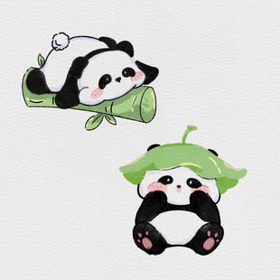 可爱熊猫卡通形象插画