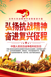 弘扬抗战精神背景海报