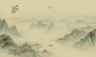新中式国画山水电视背景墙