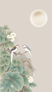 花好月圆中式花鸟