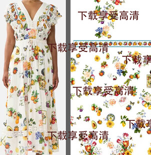 花卉图案白色连衣裙展示