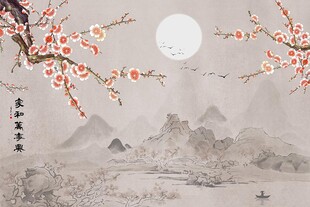 家和万事兴梅花背景墙