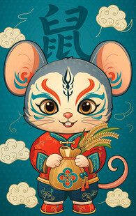 国潮生肖鼠灵鼠献瑞