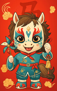 国潮生肖马骏马乘风
