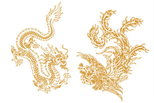 激光雕刻 龙凤呈祥