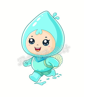 可爱蓝色水滴小精灵水精灵