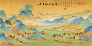 青绿山水国画装饰画