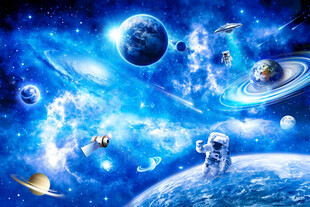 浩瀚太空宇宙漩涡宇航员星球背景
