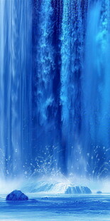 流水生成瀑布山水图