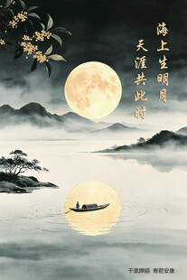 古风挂画中秋节海报