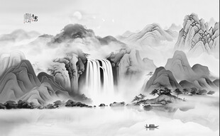 意境水墨山水画