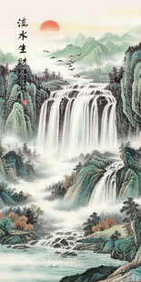 聚宝盆国画山水聚宝盆